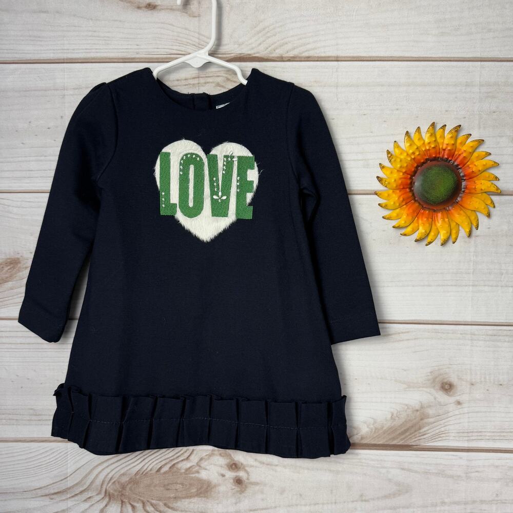 Mayoral Girls Long Sleeve Love Heart‎ Dress Size 2
